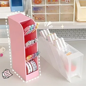 Multi-functional Stationery Storage Box Desk Multi-Layer Pen Holder Inclined Cosmetic…