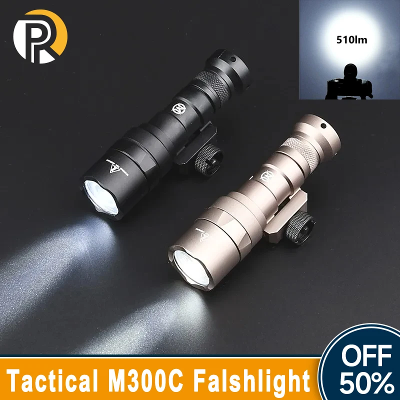 

WADSN Tactical M300 M300C Airsoft Flashlight LED Mini Hunting Scout Light Weapon Lamp Rifle Accessories Fit 20mm Picatinny Rail