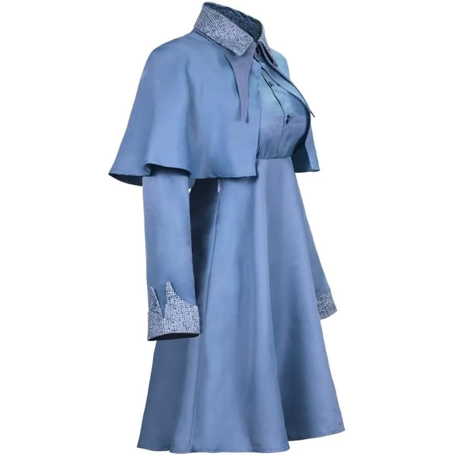 3pcs Fleur Delacour Costume Blue Professor Witches Dress with Shawl and Hat Halloween Cosplay Costume Outfit