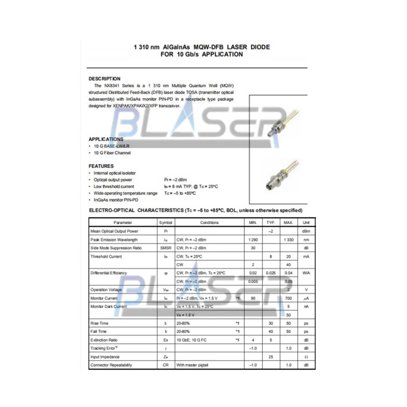 Imagem -03 - Diodo Laser Original Novo 1310nm 2mw Nx8341tn185b Tosa Mqw-dfb Pin-pd Pcs