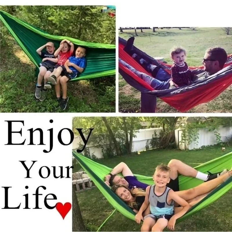 New Single Person Portable Outdoor Camping Hammock with Nylon Color Matching Hammock High Strength Parachute Fabric Hanging Bed