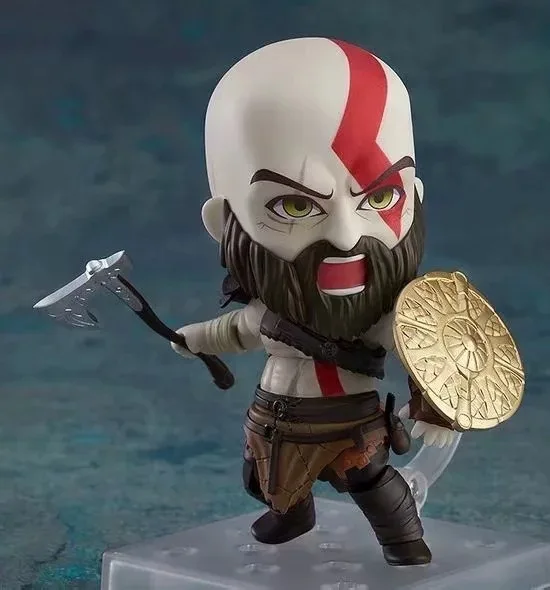 

God of War Kratos Q Version Clay 925# Action Figure with Changeable Face Boxed Collectible