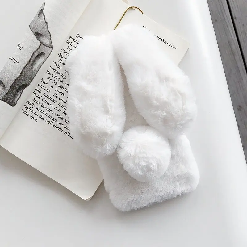 Plush Fur Rabbit Case For Samsung Galaxy S10E S10 S9 S8 S7 S6 S5 Note 10 Plus Lite J7 J2 Prime J4 J6 Plus Warm Cute Fluffy Case