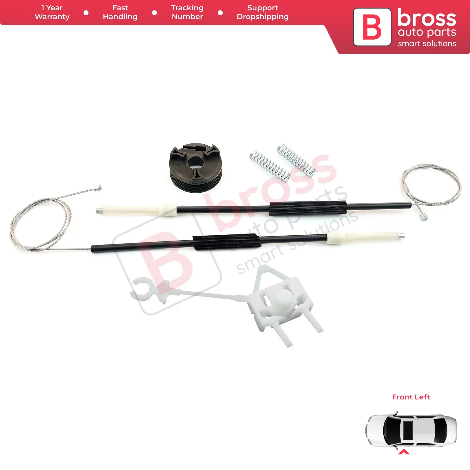 Kit de reparación de regulador de Elevalunas eléctrico BWR264, puerta delantera izquierda para Fiat Doblo MK1 MPV Van 119 223 2001-2010 51718404