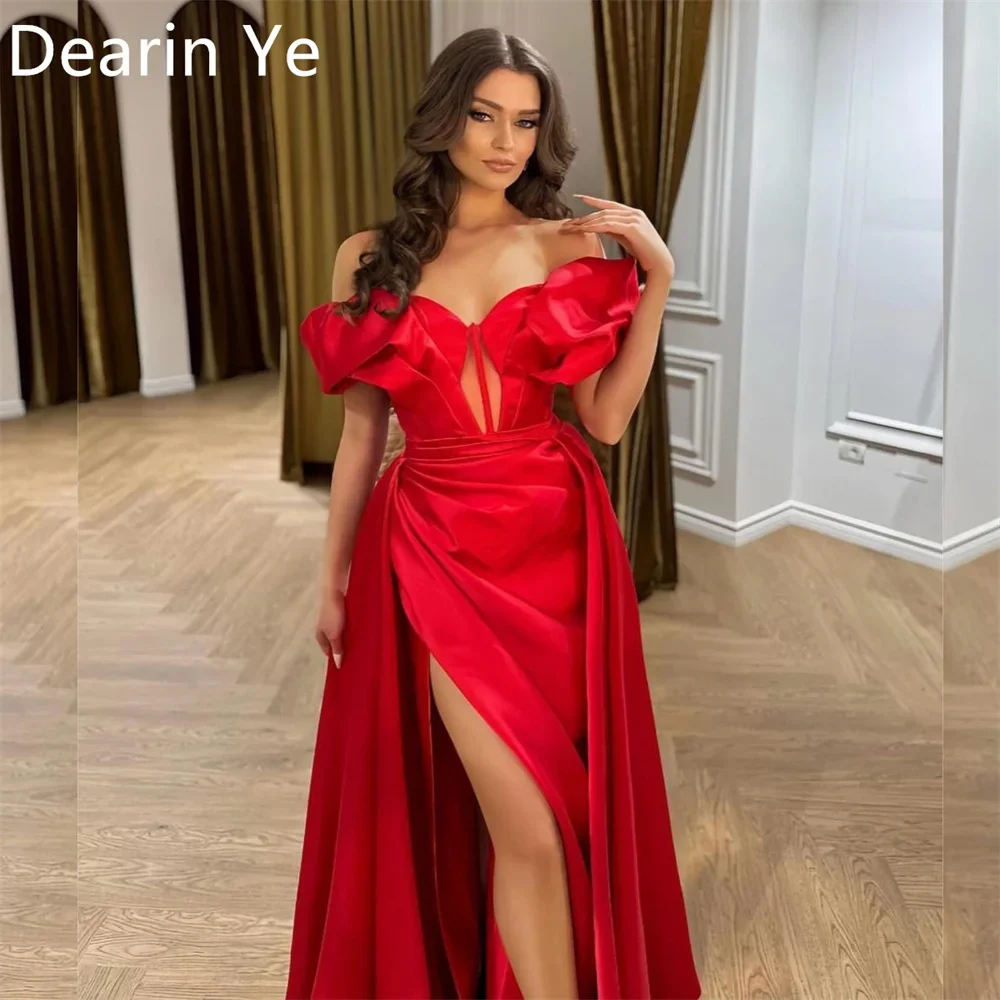 

Customized Evening Dress Dearin Off-the-shoulder Column Floor Length Skirts Ruffle Bespoke Occasion Dresses Saudi Arabia Prom Fo