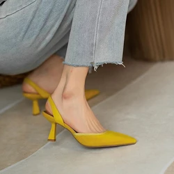 Women's Summer Sandals  Elegant Medium Heel Women's Shoes Pointed Toe High Heels Party Shoes Luxury Designer Heels 2024