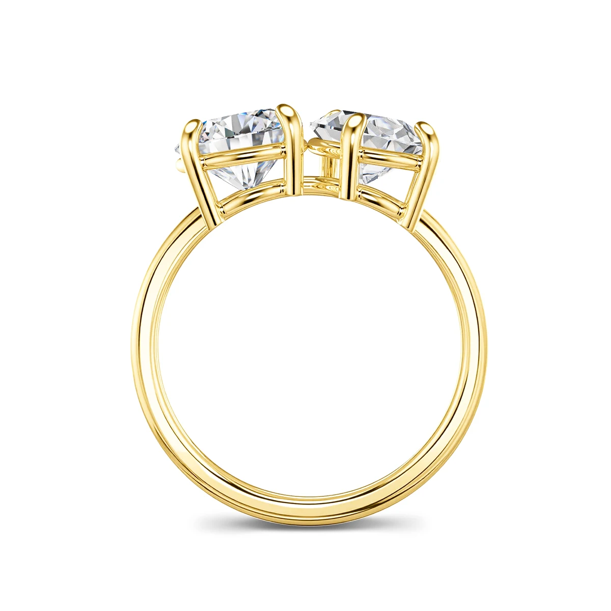 Runder Birnenförmiger Moissanit-Diamantring für Damen, Zweisteinige Eheringe, 925 Silber, 18k Vergoldet, Verlobungsschmuck – Detail 4