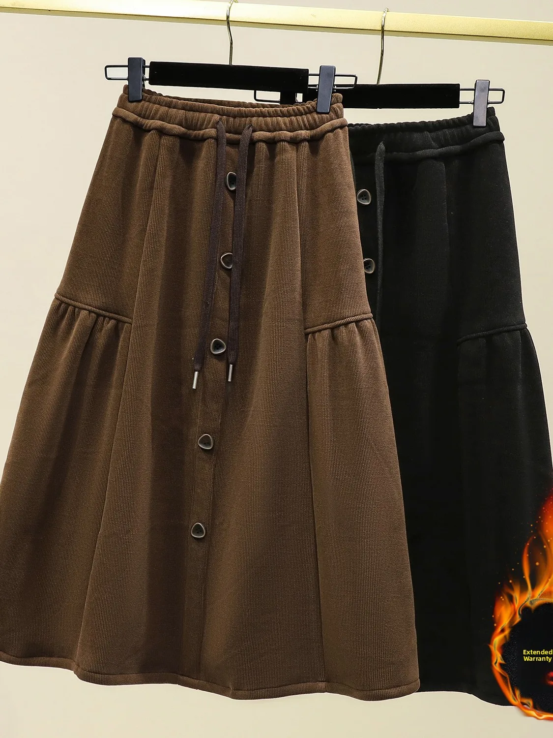 

plus Size Winter Fce Lined Thi A-Line Skirt Women's High Waist Slimming Hip Covering Base Layer Skirt Ci Walk Sle