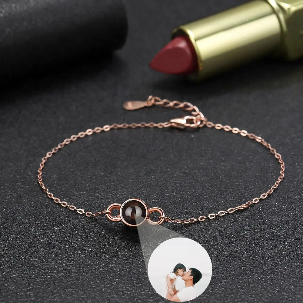 

New Classic Personalized Projection Photo Bracelet for Women Wife Simple Custom Photo Bracelet Jewelry Girl Friend Memorial Gift