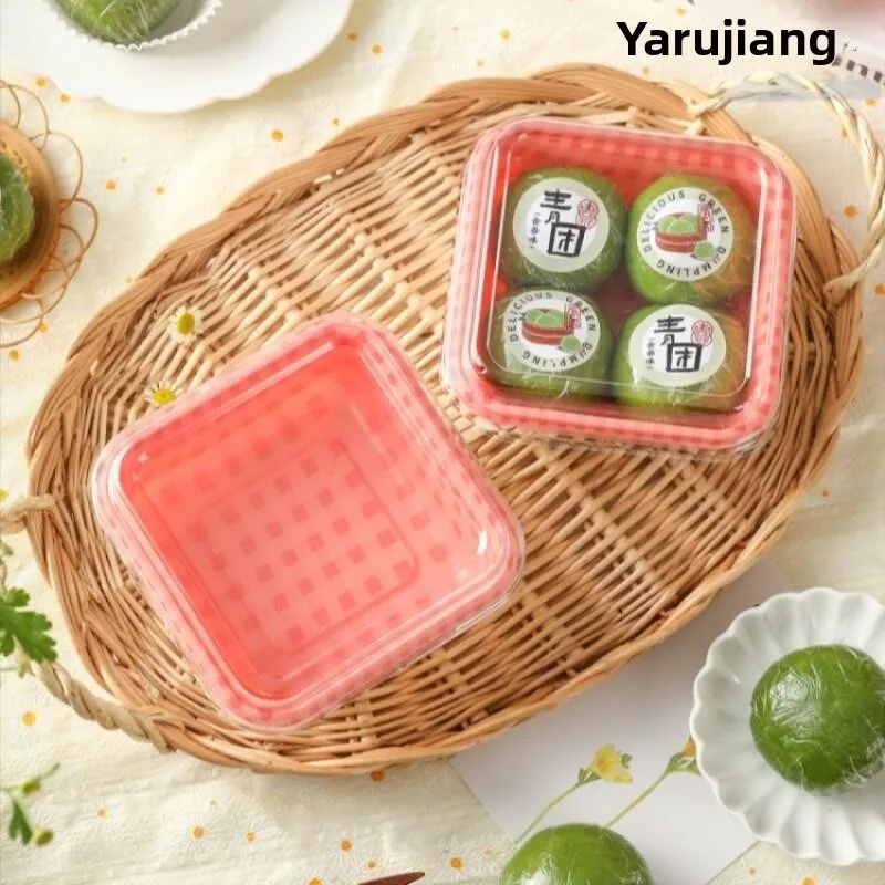 

Handmade Qingtuan Baking Packaging Box 6 Pieces 4 Grids Patterned Vacuum Formed Box Baking Stickers Transparent DIY Kitchen T...