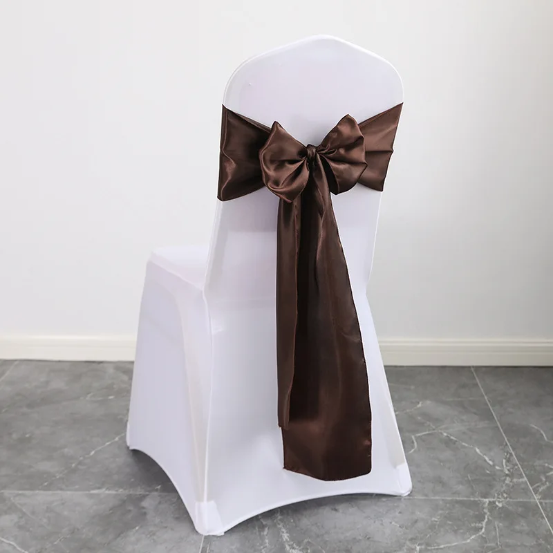 Wedding Decoration Chair Satin Sash Bow Tie Self-Tie 10 Pieces Per Lot Plain Solid Colour Birthday Party Festival Hotel Holiday