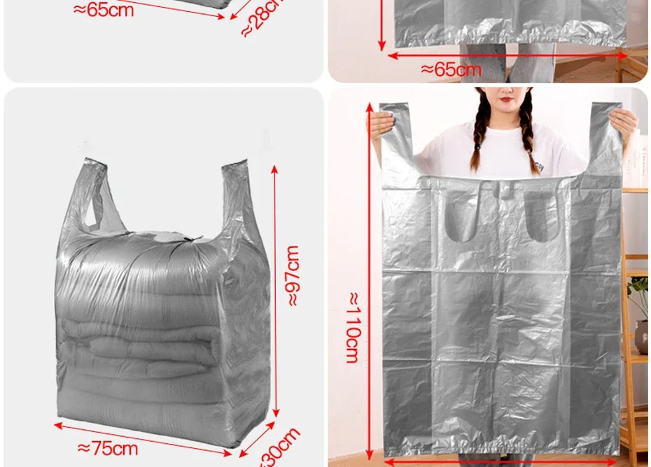 1 ​ 0PCS Große Kapazität Kunststoff Taschen Verdicken Moving Verpackung Tasche Kleidung Lagerung Taschen für Spielzeug Bettdecke Decke Bettwäsche Organizer – Detail 5