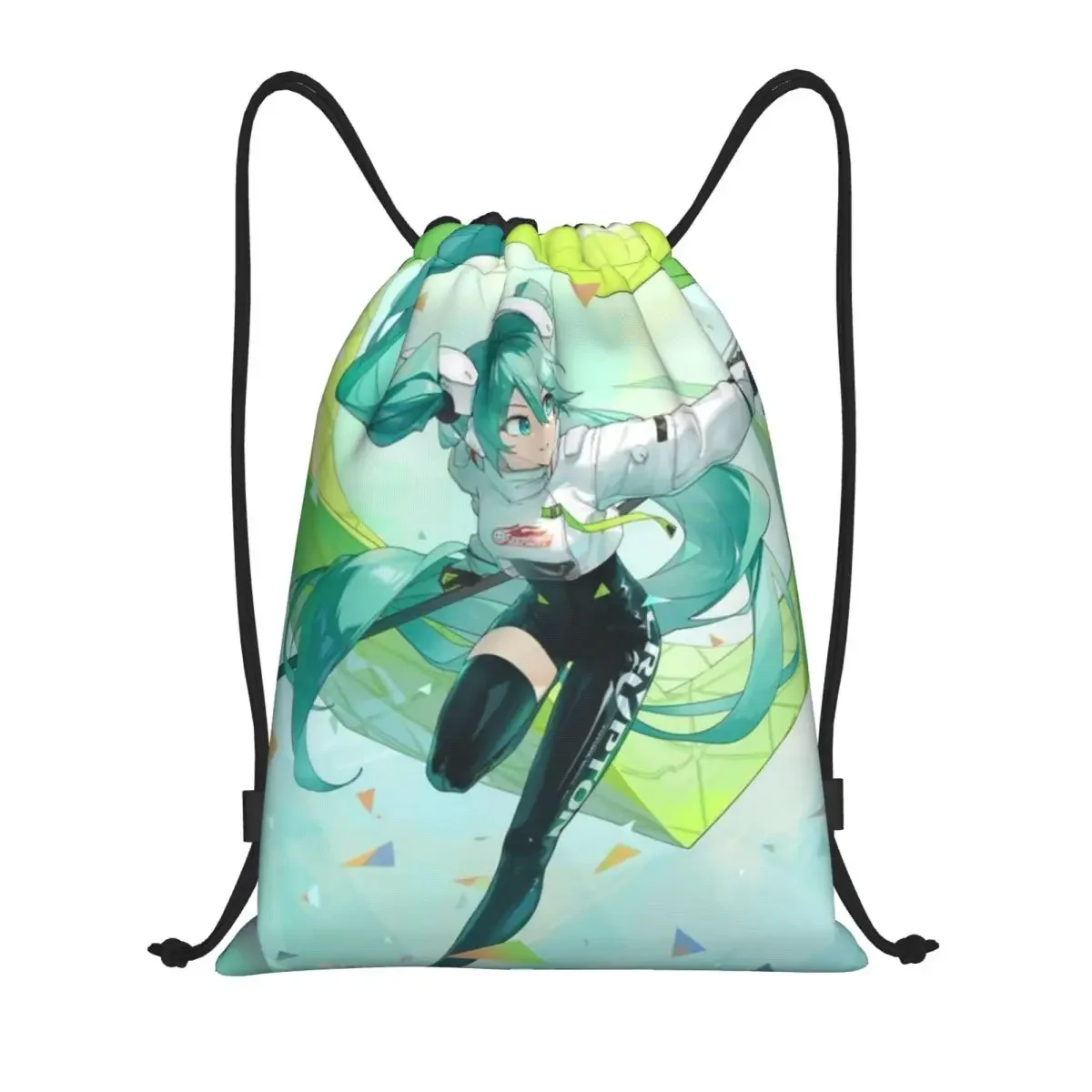 Miku Portable Sports Bag Thicken Drawstring Belt Riding Backpack Gym Drawstring Shoes Bag Clothes Backpacks