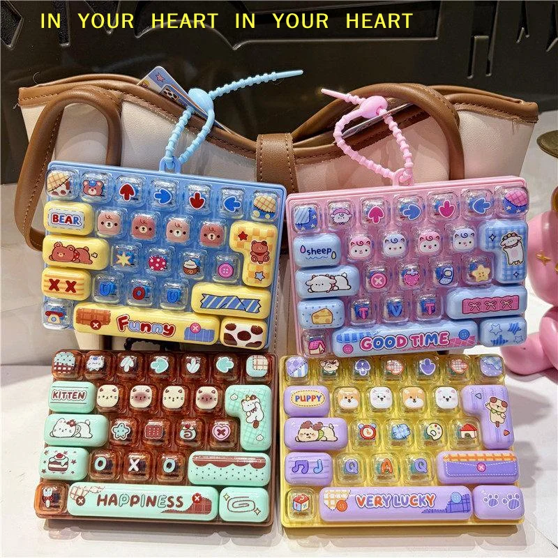 【X】26 Key Fidget Button Keychain Funny Decompression Toy Durable Bag Hanging Ornament for Student Prizes