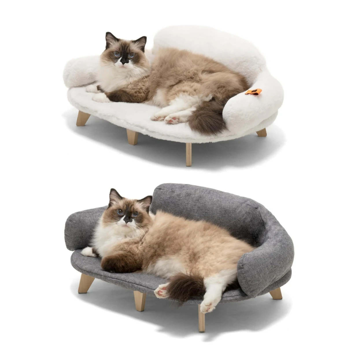 

Mewoofun Cat Bed with Removable Washable Cover Elevated Cat Couch for Cats & Small Medium Dogs Wooden Pet Sofa Pet Furniture