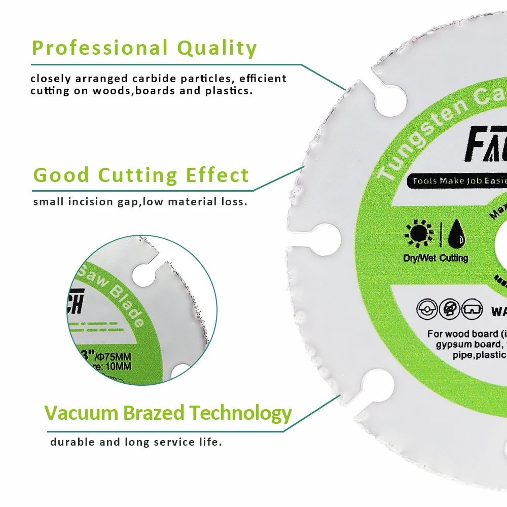 FACHLICH 1pc 50/75mm Diamond Cutting Disc Wood Hand Angle Grinder PVC Pipe Plastic Rubber Bore10mm Superthin Cut Saw Blade