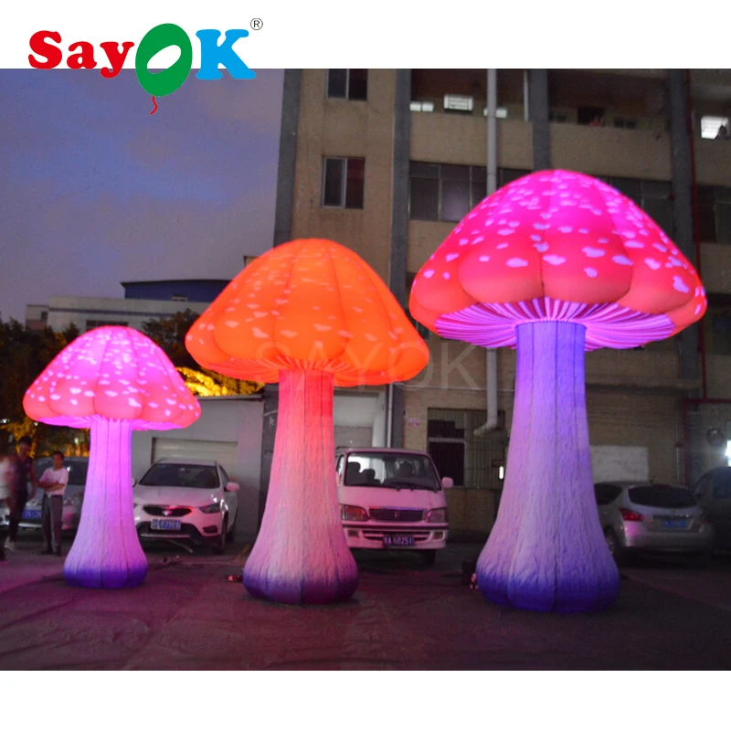 

1m/2m/3m/4m/5mh Full Printing Colored Inflatable Mushroom Decorations For Theme Park, Event, Party, Stage