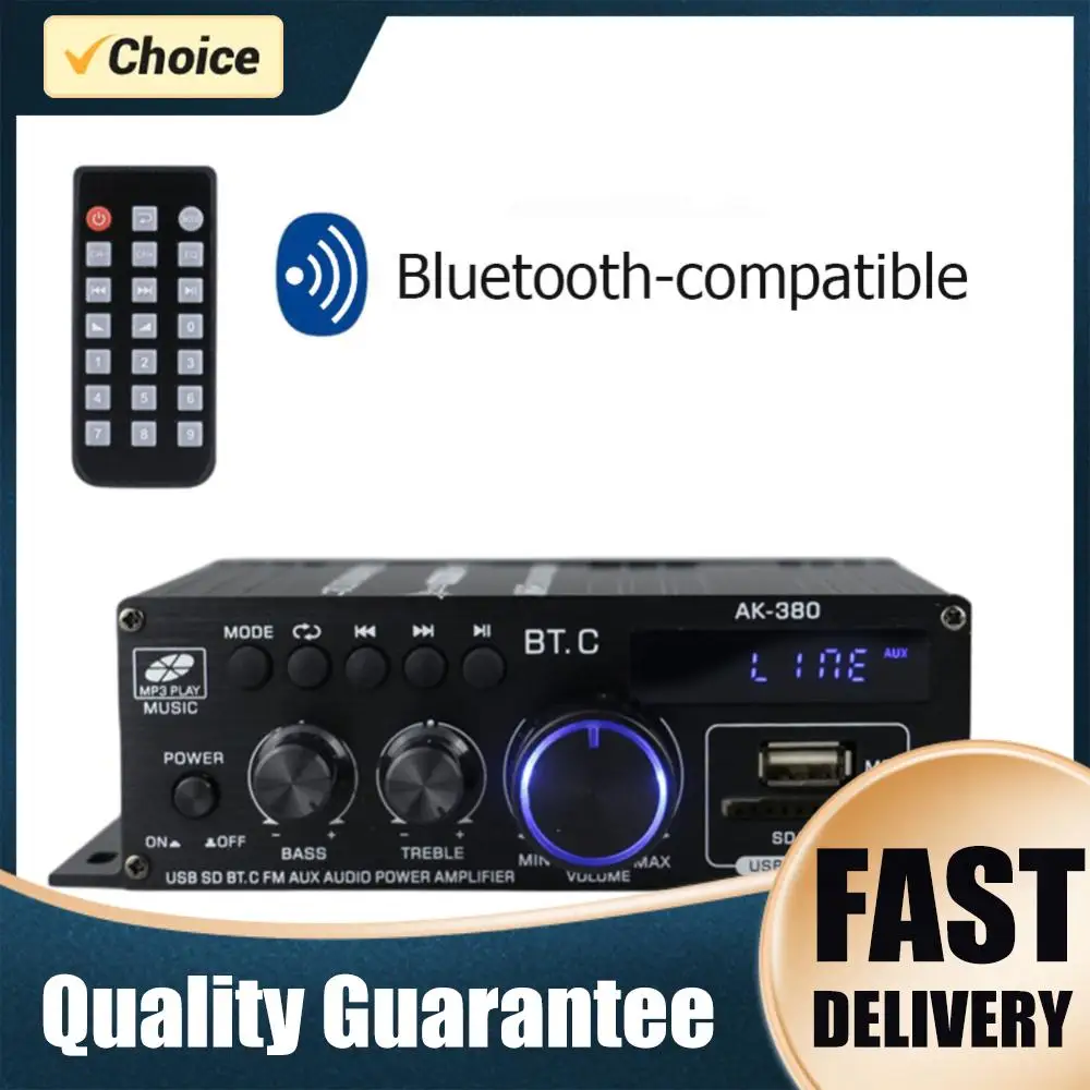 

AK380 Bluetooth-Compatible Amplifier 2 Channel Home Theater Amplifier 40W+40W Music Player USB AUX Karaoke for Home Car