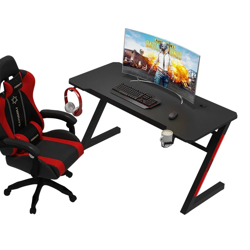 A Factory Wholesale Cheap Price gaming table With Cup Holder Large Desktop pc computer desk black big computer table for gaming view 2