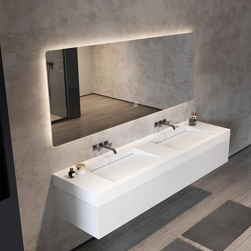 

Rock slab integrated countertop toilet wash basin washbasin bathroom cabinet combination