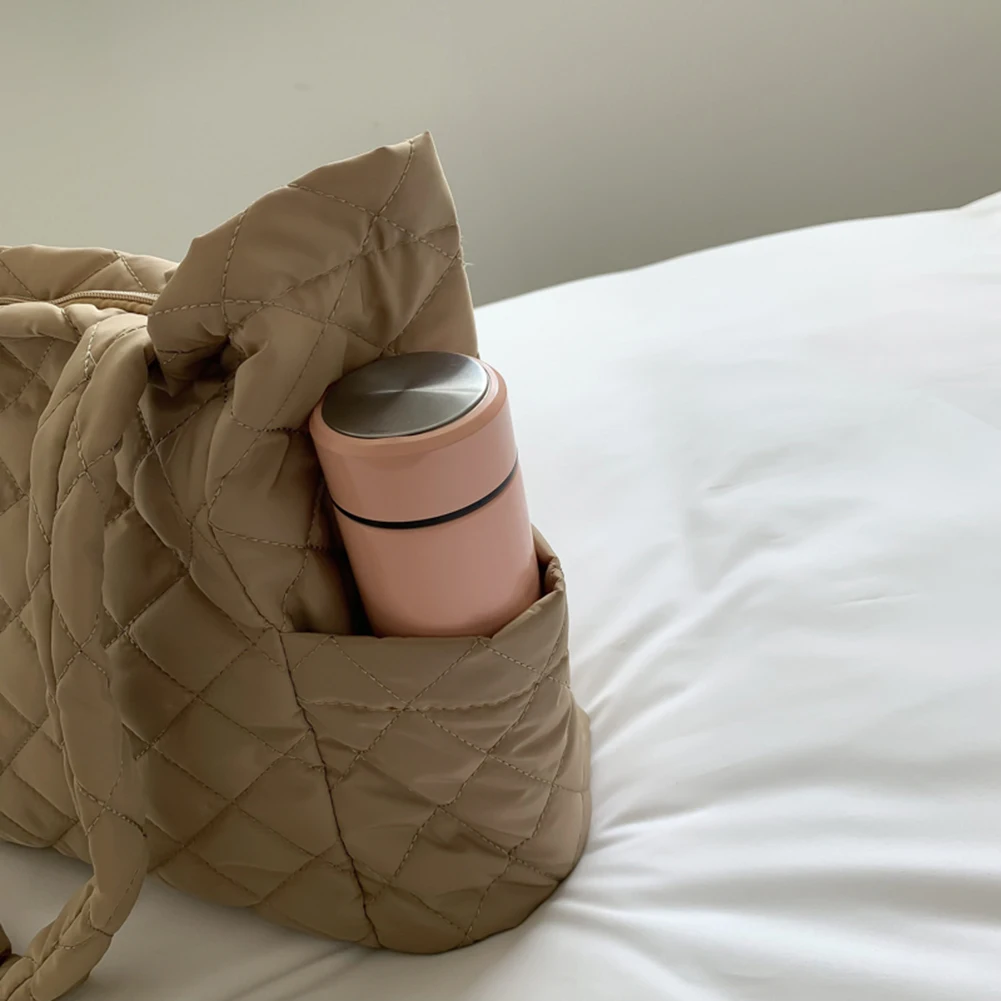 

Осенне-зимние сумки на плечо с ромбическим узором, сумка на плечо с хлопковой подкладкой, однотонная дорожная сумка на молнии для женщин и девочек