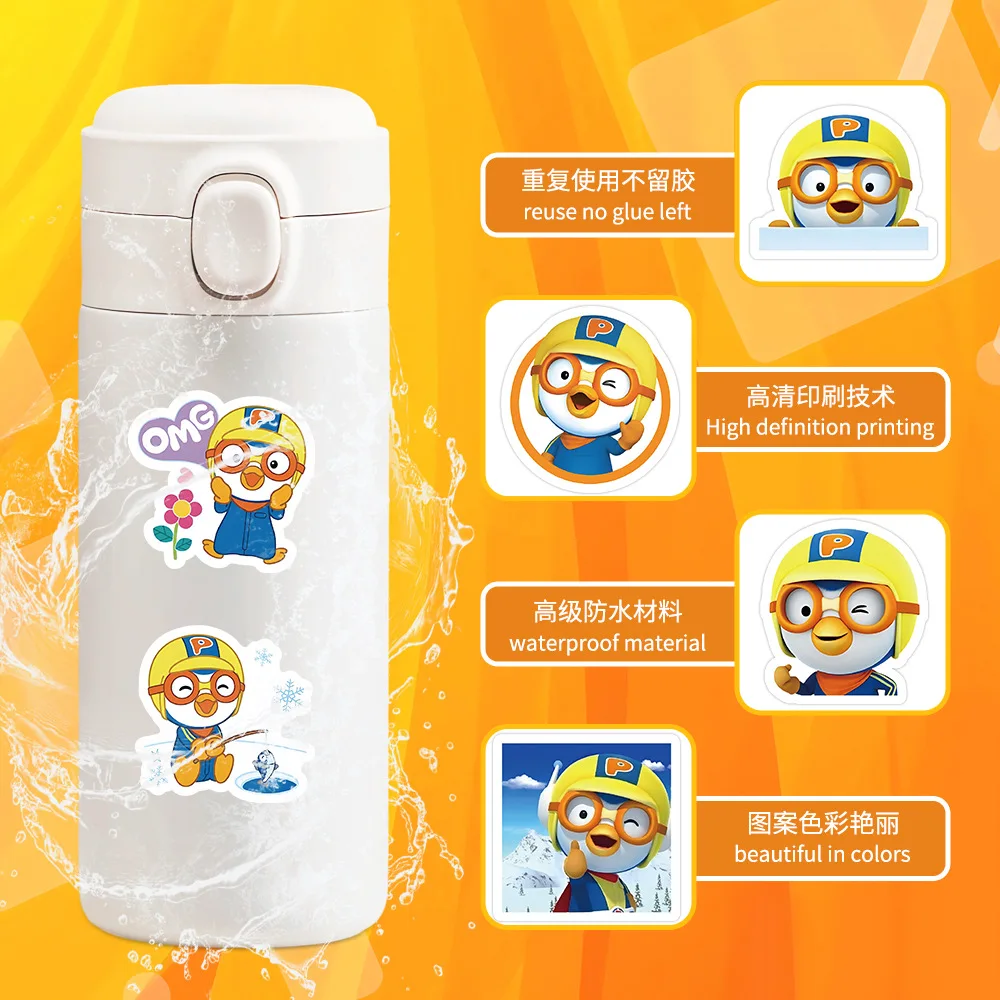 50pcs New Pororo Personalized Creative DIY Handbook Stickers Mobile Phone Skateboard Decoration Stickers