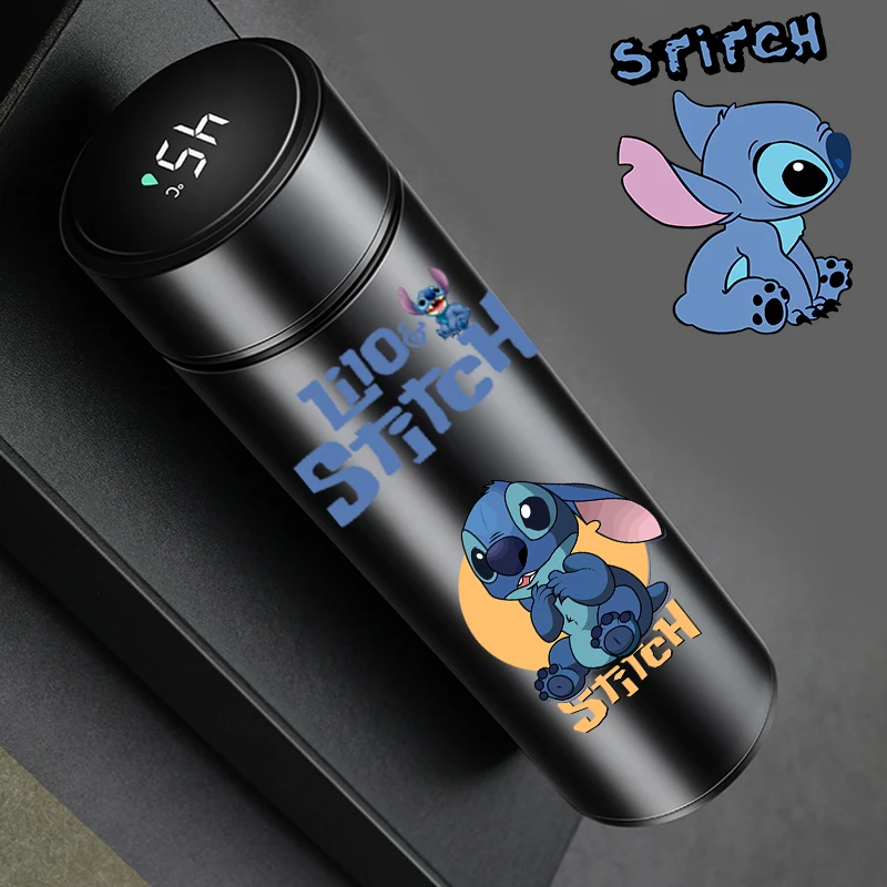 

Cartoon Lilo & Stitch Temperature Display Thermos Cup Stitch Disney Water Cups Stainless Steel Thermo Bottle with Filter Tea Cup