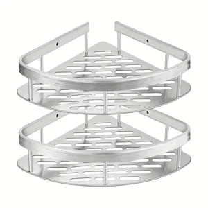 رف الحمام من سبائك الألومنيوم ، منظم تخزين المكياج ، رف الشامبو ، رف الدش ، لا مثقاب الجرف على الحائط ، اكسسوارات الحمام أعلى 8 أرفف مبيعات دون الالتصاق الجدار - No3