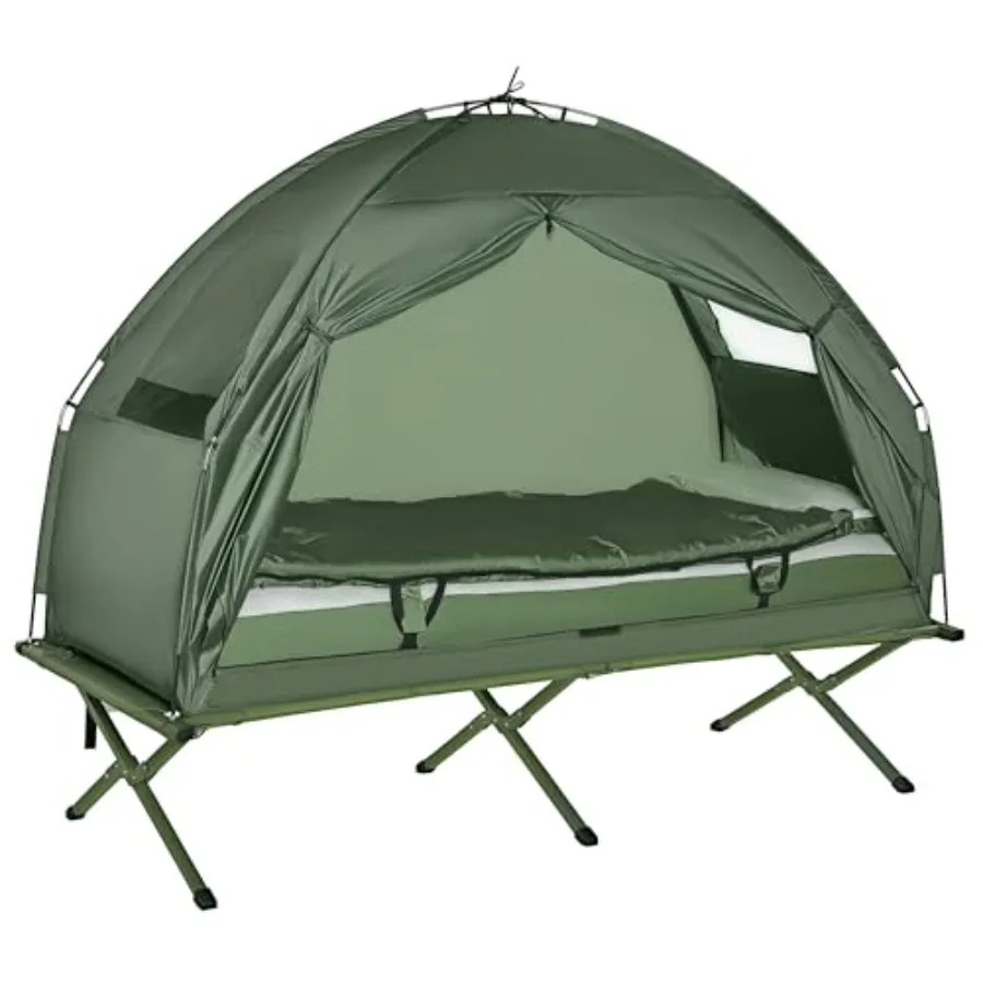 6-in-1 Folding Camping Tent Cot for Single Person Compact Outdoor Shelter with Built-in Cot, Lightweight Quick Setup, Ideal for