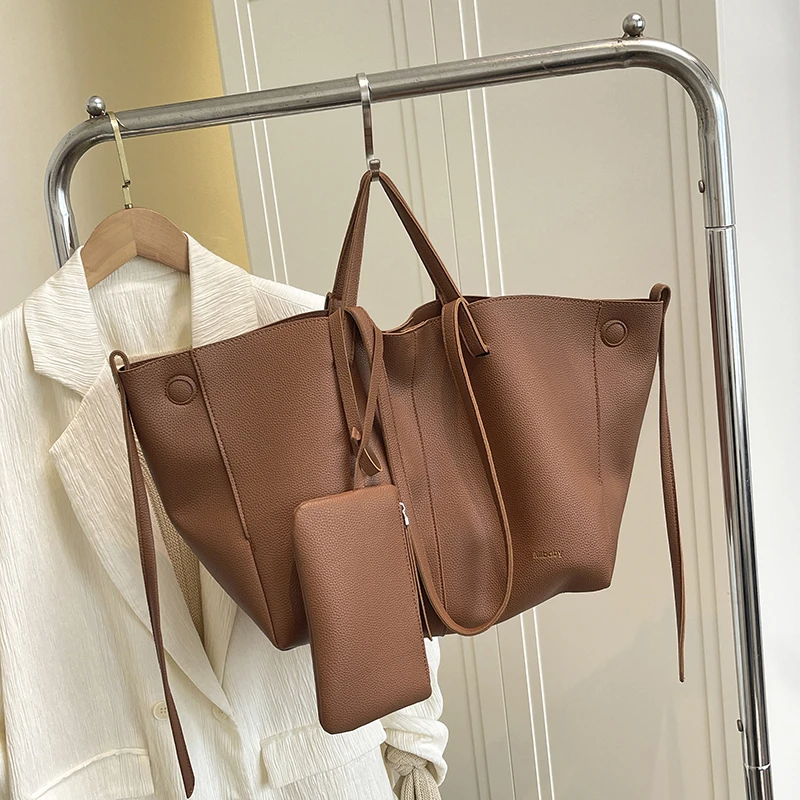 

Винтажные стильные сумки для подгузников: Женская кожаная сумка через плечо от известного дизайнера, элегантная, простая, модная, вместительная сумка-тоут.