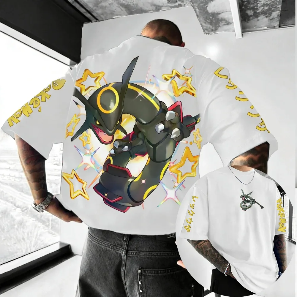 Oversized Cosplay Costumes Pokémon Rayquaza Summer 2026 New Product Harajuku Anime Printed Y2K Hip Hop Casual Unisex T-shirt - view 5