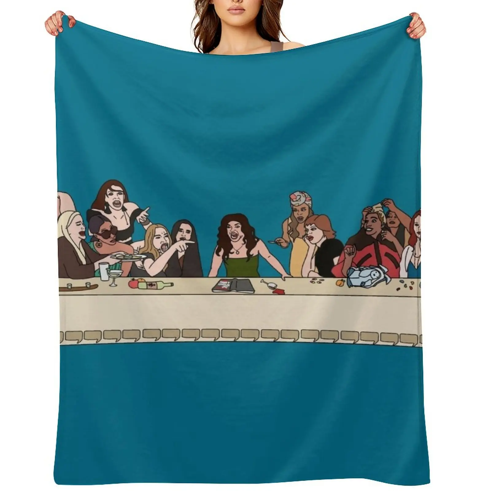 

The Last Supper of the Real Housewives Throw Blanket Soft Plaid Loose Picnic Decoratives Blankets