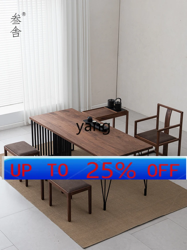 

LMMsolid wood simple large tea table office meeting guest integrated kung fu tea table and chair combination