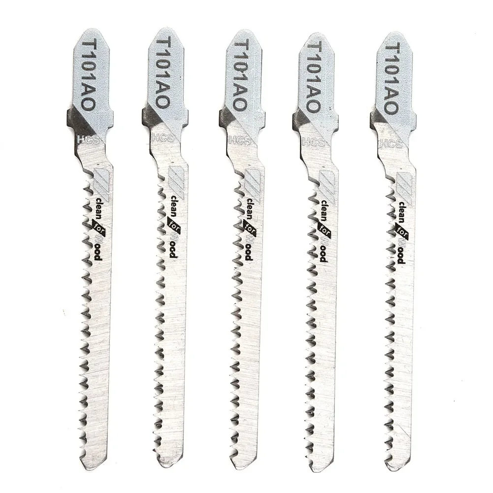 5pcs 82mm T101AO HCS Steel T-Shank Jigsaw Blades Curve Cutting Tools Reolacement For Cutting Wood Plastic Tools Accessories