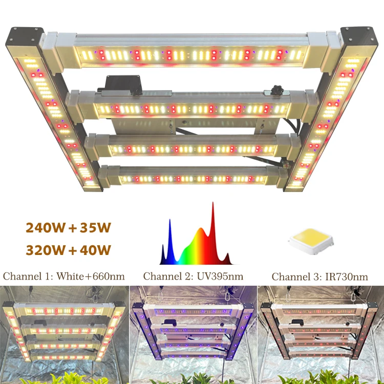 Новый 3-канальный светильник для выращивания растений 240 Вт Samsung LM301H Evo мятно-белый, полный спектр, УФ-ИК-диммер, умное приложение, быстрая вилка, 320 Вт, светодиодные фонари для выращивания растений