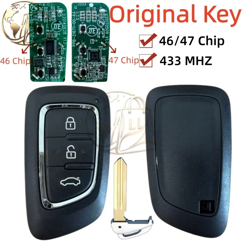 New Original Smart Remote Key ID46 Chip ID47 Chip 433 MHz  for Dongfeng DFSK Aeolus MX5 E70 AX7 A30 AX4 AX5 AX7 3 Bottons