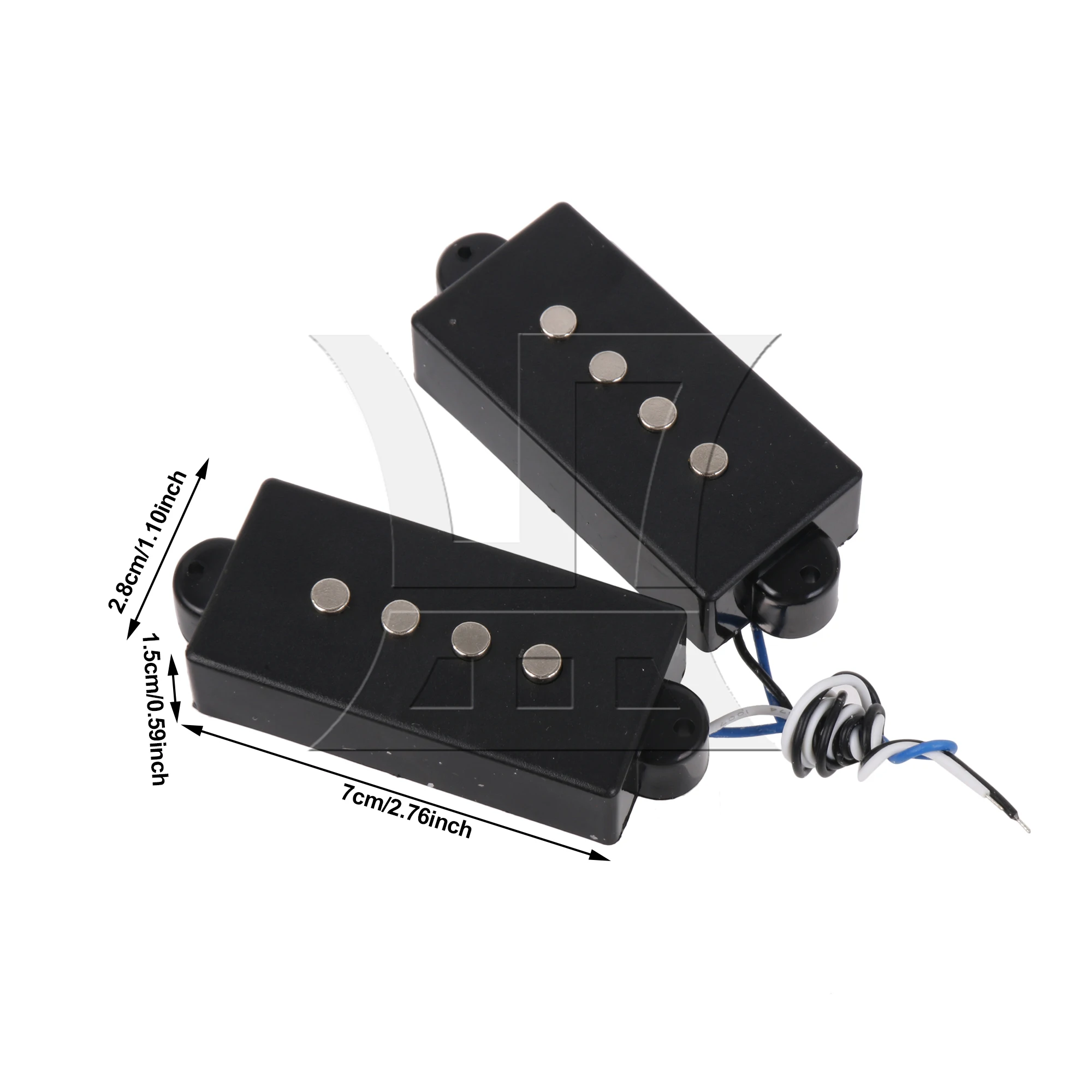 Yibuy 4 String Noiseless Pickup Set For Bass 1 Pair