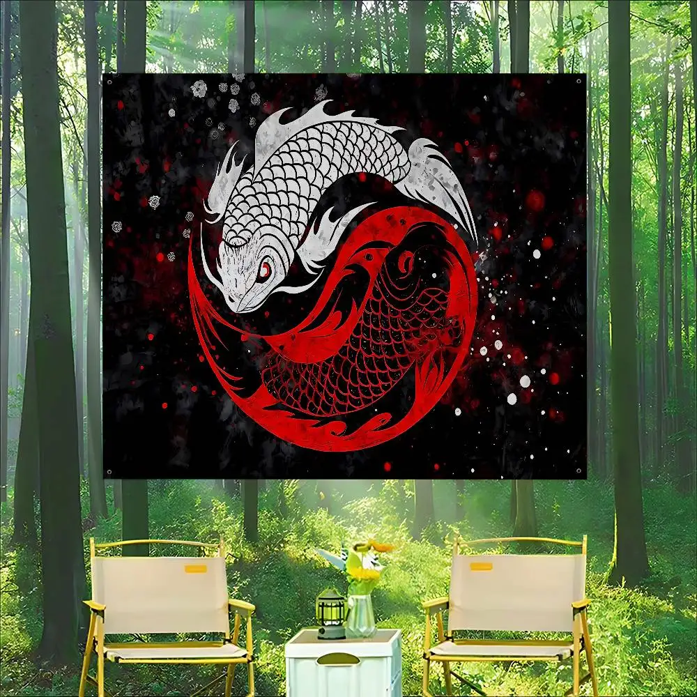 Koi Tai Chi Retro Flags Multiple Choice Living Studio Booth Interior Decoration Banner