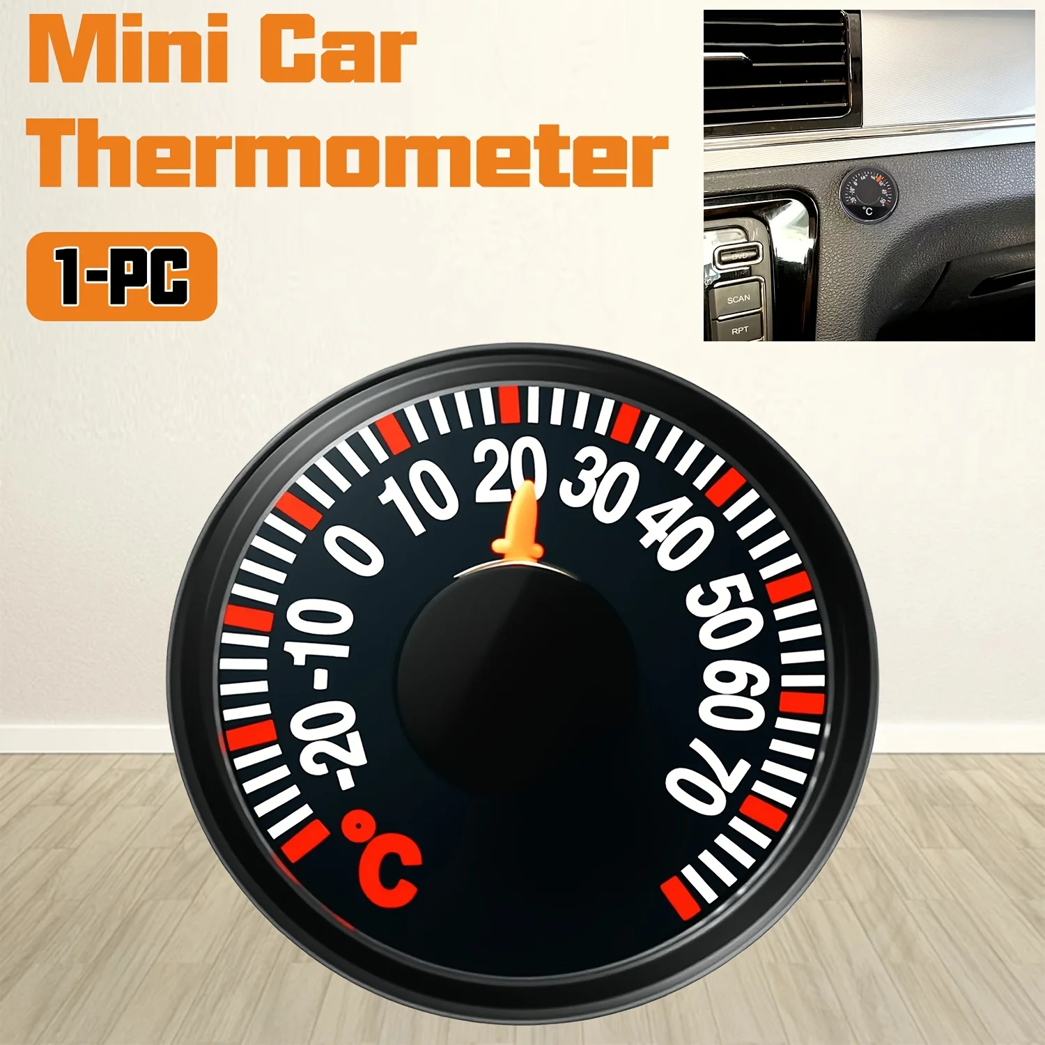 1PCS Battery-Free Mini Car Thermometer Instant Temperature Readout Dashboard Mount For Sedans Trucks Interior Decor