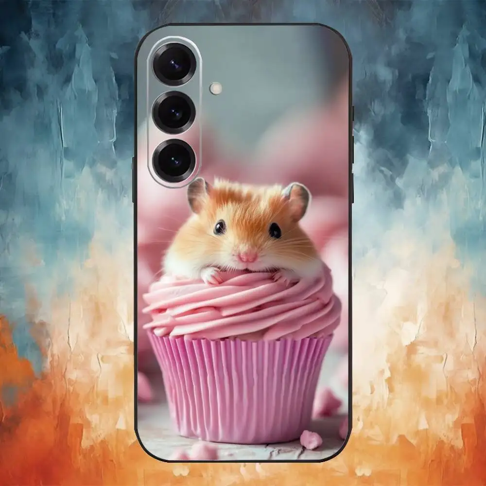Niedliche tierische flauschige Hamster-Handyhülle für Samsung Galaxy A20,21s,22,31,32,52,53,72,73,80,91 weiche schwarze Hülle