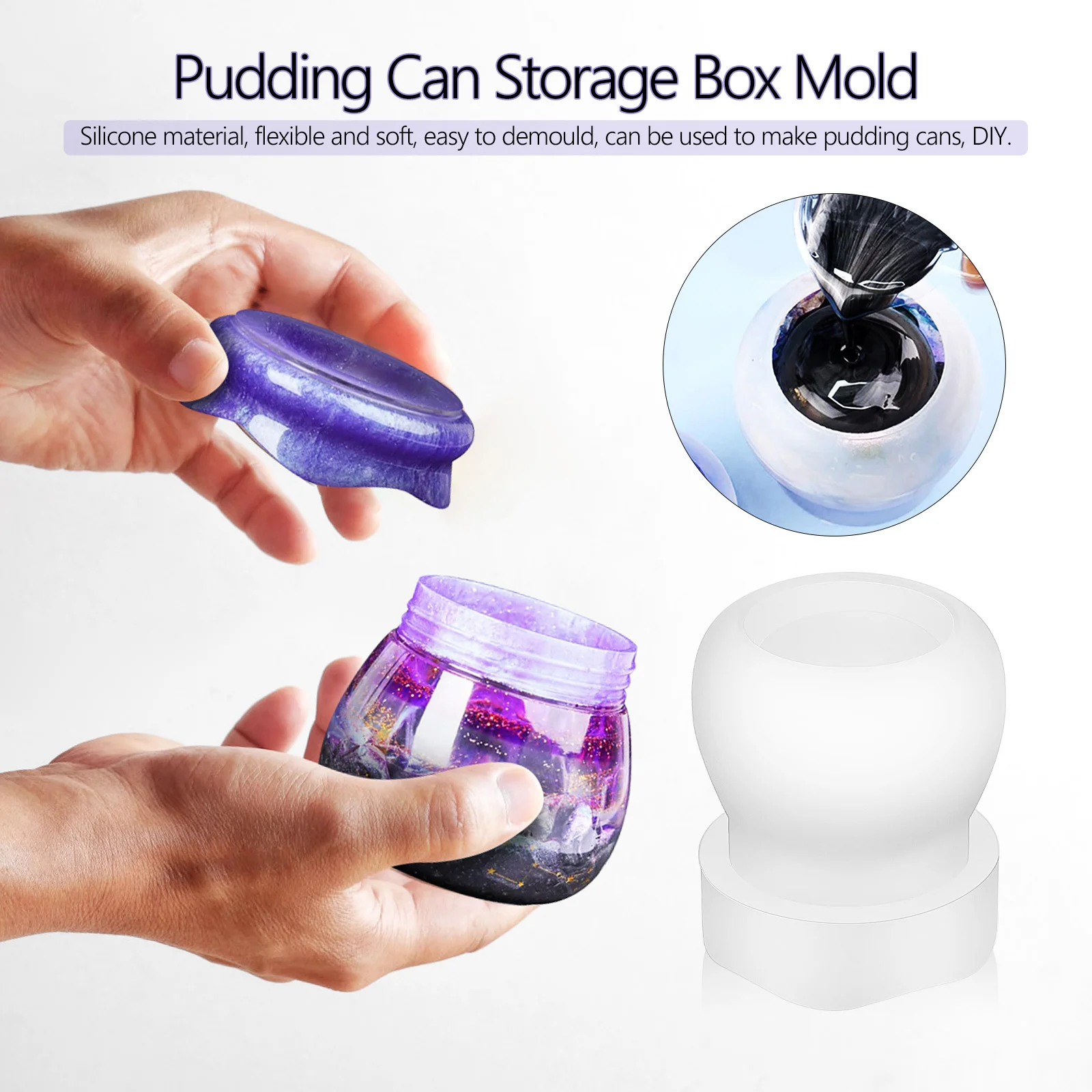 2 Pcs Round Pudding Jar Storage Box Silicone Mold for Resin Epoxy Molds Clearance