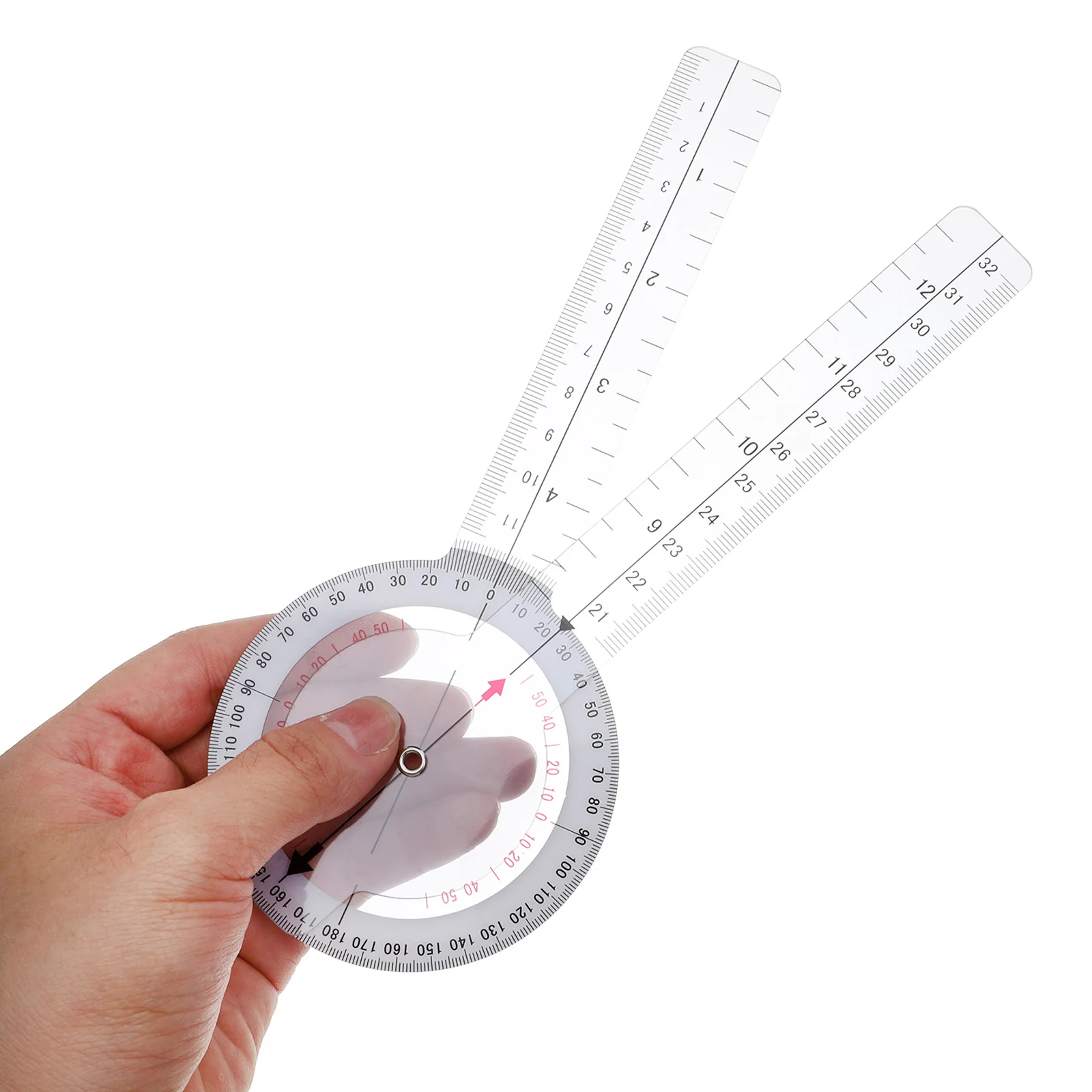 3 قطعة زاوية بلاستيكية طبية منقلة مجموعة واضحة المحمولة قياس مقياس الزوايا دقيقة تو إصبع مشترك قياس حاكم #4