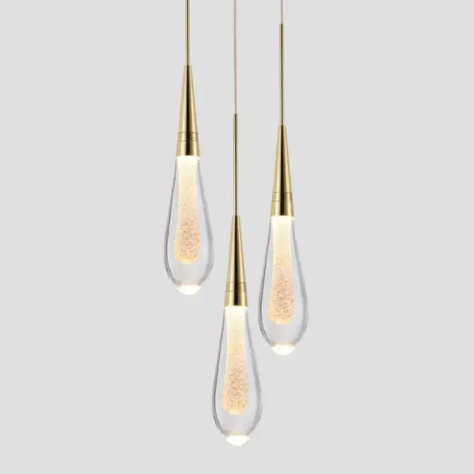 Hot Designer LED Water Drop pendant light minimalist loft Crystal Hanging Lamp Creative Restaurant Light