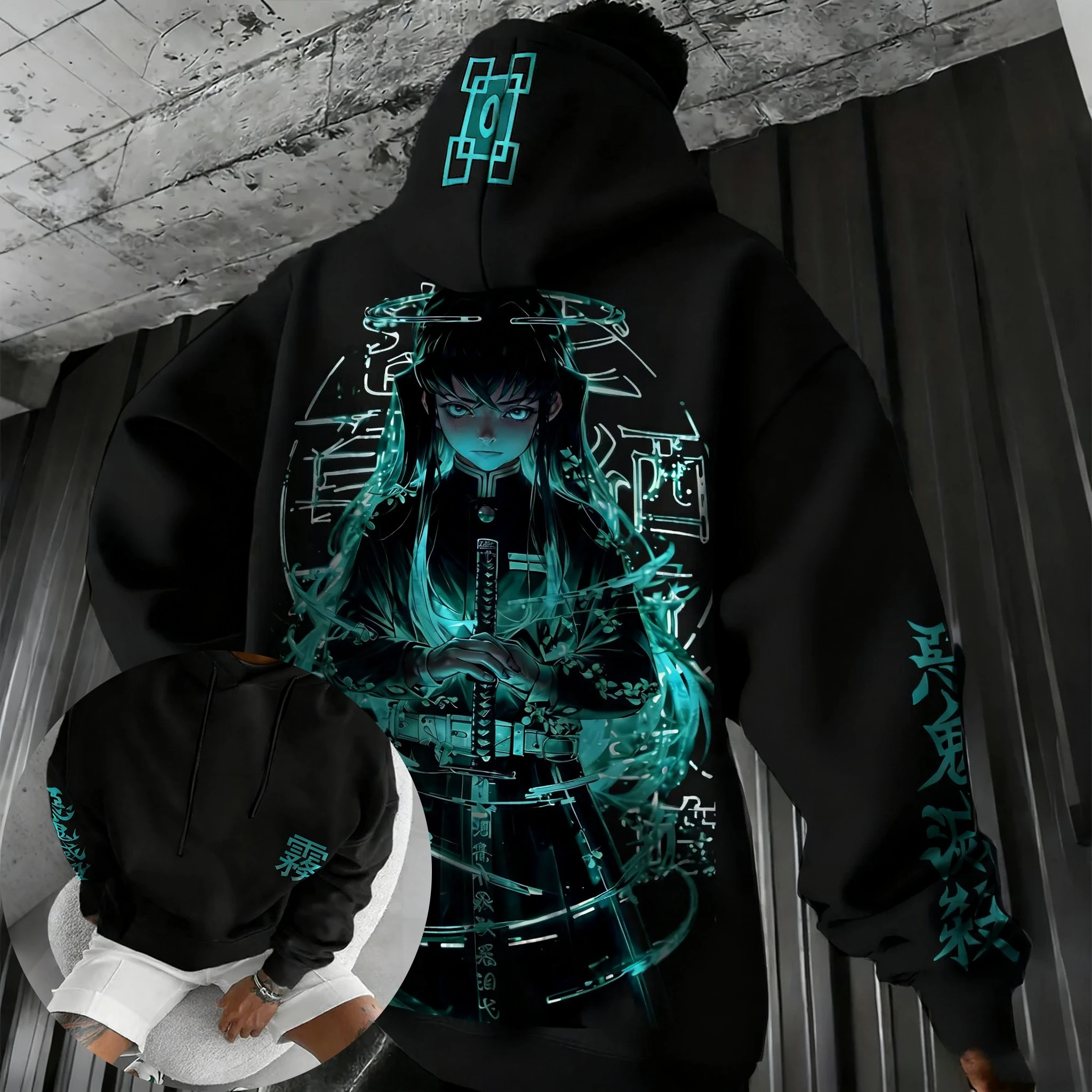 Demon slayer anime impresso hoodie 2025 unisex outono/inverno novo americano hip-hop plus size y2k casual solto pai criança topo