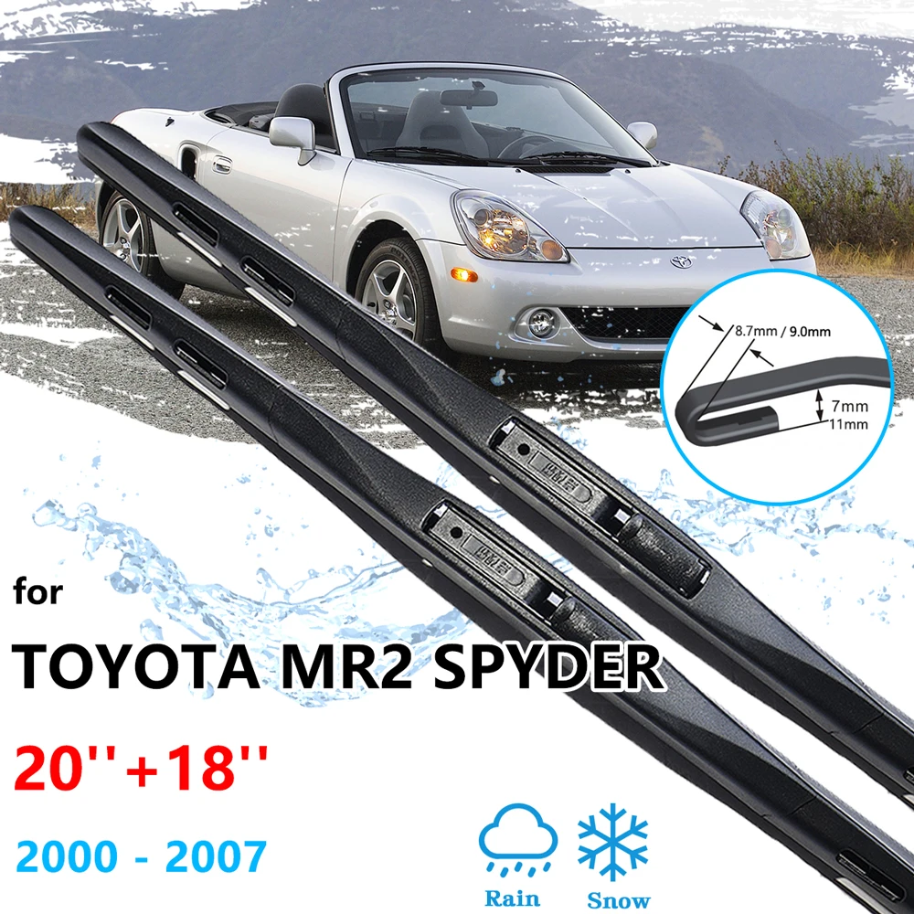 For Toyota MR2 MR Spyder Roadster 2000~2007 Wipers Blades Cutter Rubber Strip Refill Windshield Windscreen Washers U J Hook Arm