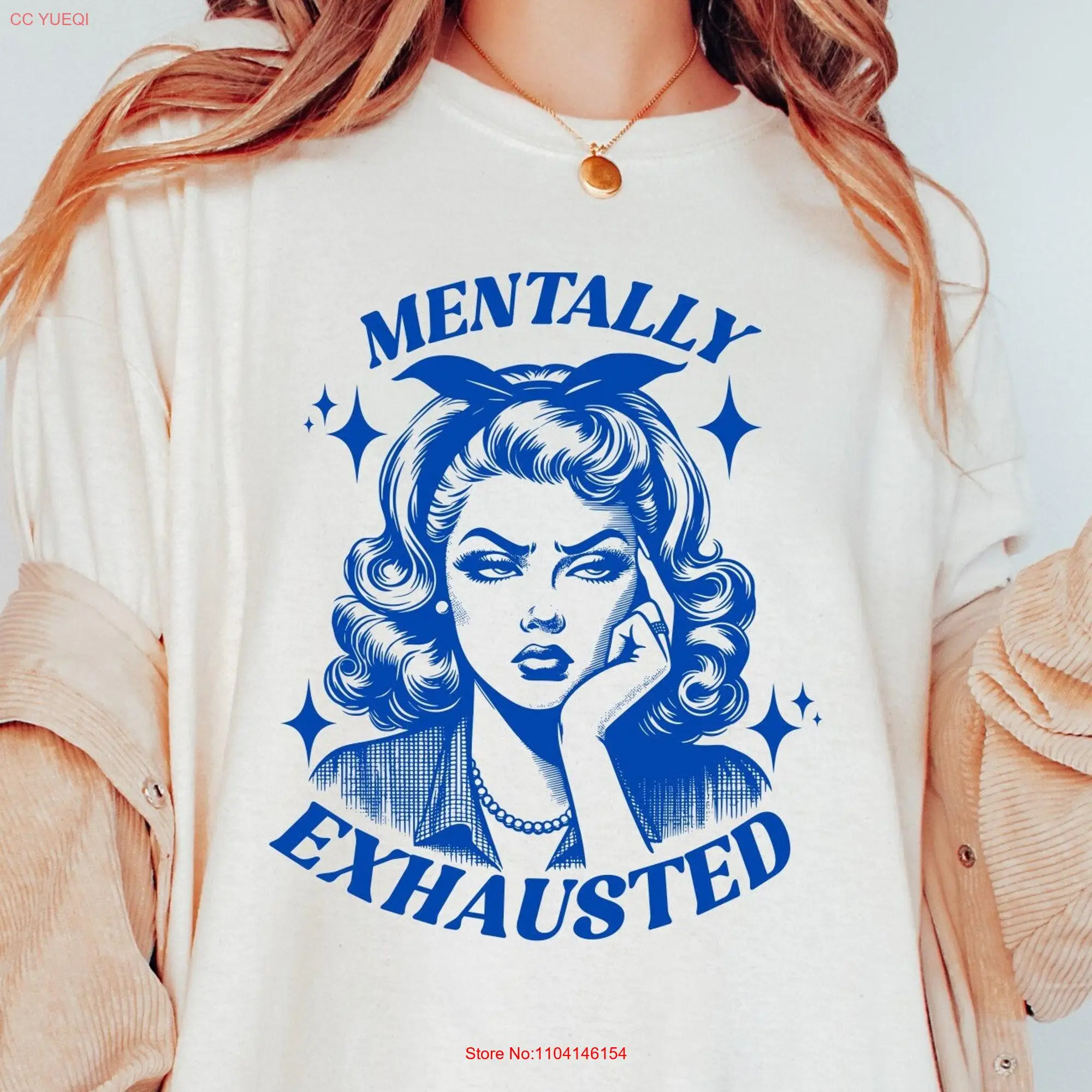 Mentally Exhausted T Shirt Retro AdulT Vintage Nostalgia Relaxed Funny  long or short sleeves