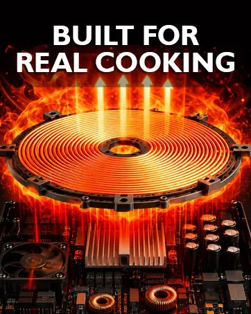 NESTIQEX commercial induction heating coil built for real high-heat cooking