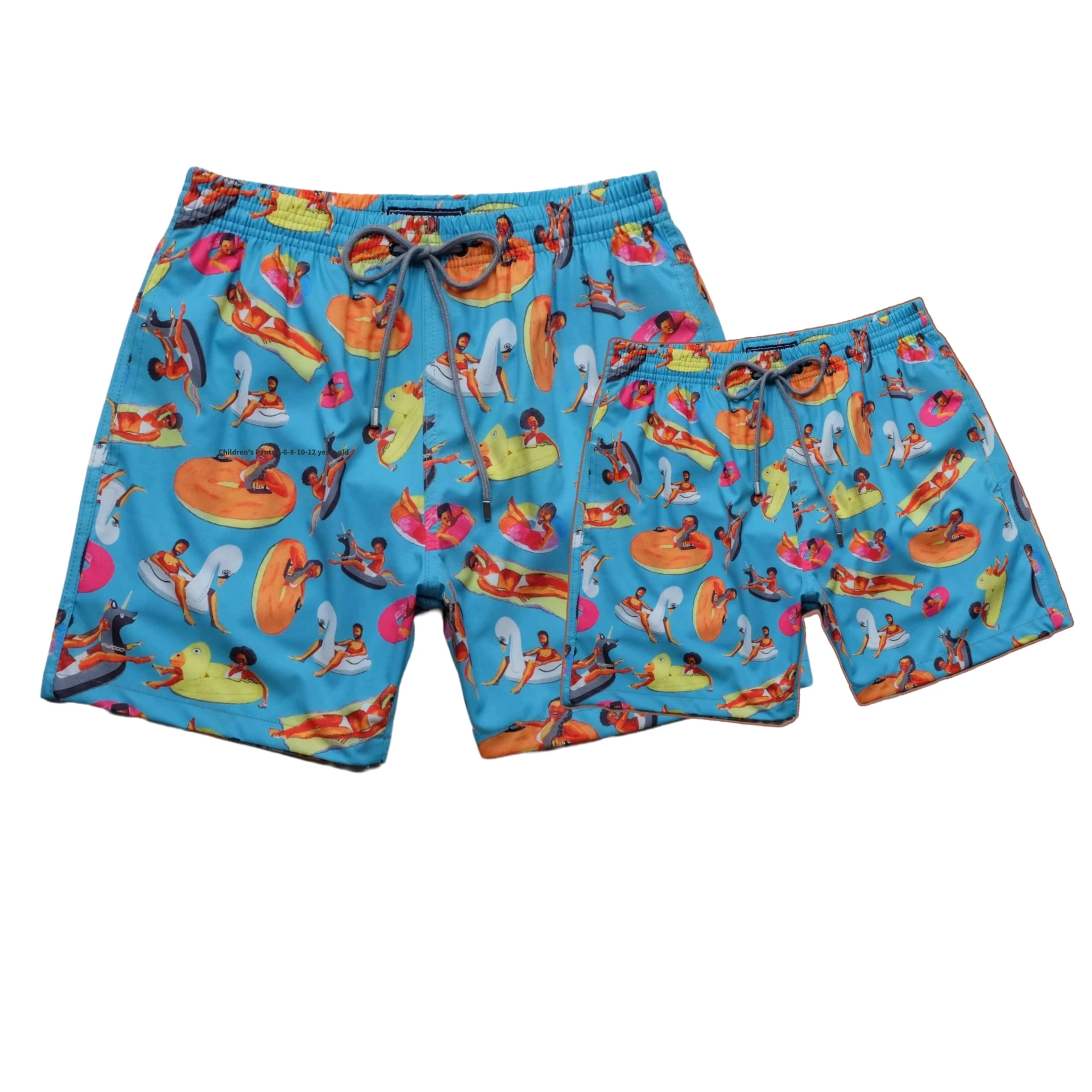 New Fashion Turtle Brand Children\'S Pants Parent-Child Swim Trunks Beach Pants Four-Sided Elastic Waterproof Quick-Drying Shorts