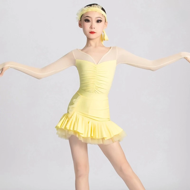 Vêtements latins, vêtements d'entraînement pour enfants, nouveaux styles de printemps et d'été, vêtements de performance professionnelle de danse avancée en maille