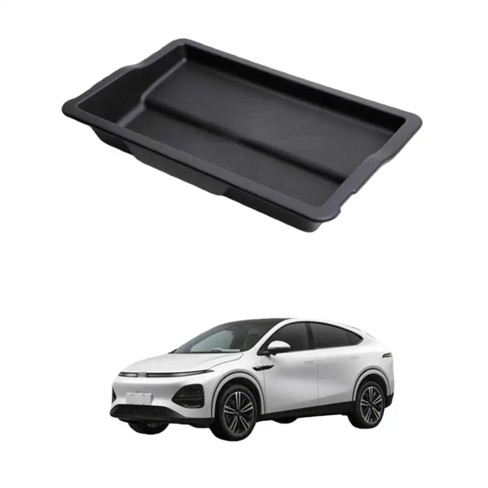 Organizador de caja de almacenamiento debajo del asiento para XPeng para G6 (2023-2025), bandeja de almacenamiento oculta de TPE impermeable, organizador de coche Push Pull negro